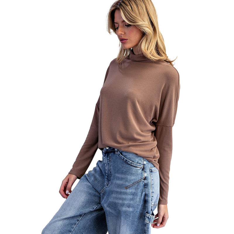 Ee Some Women's Coco Mock Neck Dolman Sleeve Top