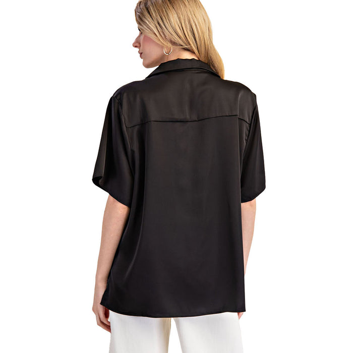 Ee Some Women's Black Satin Top