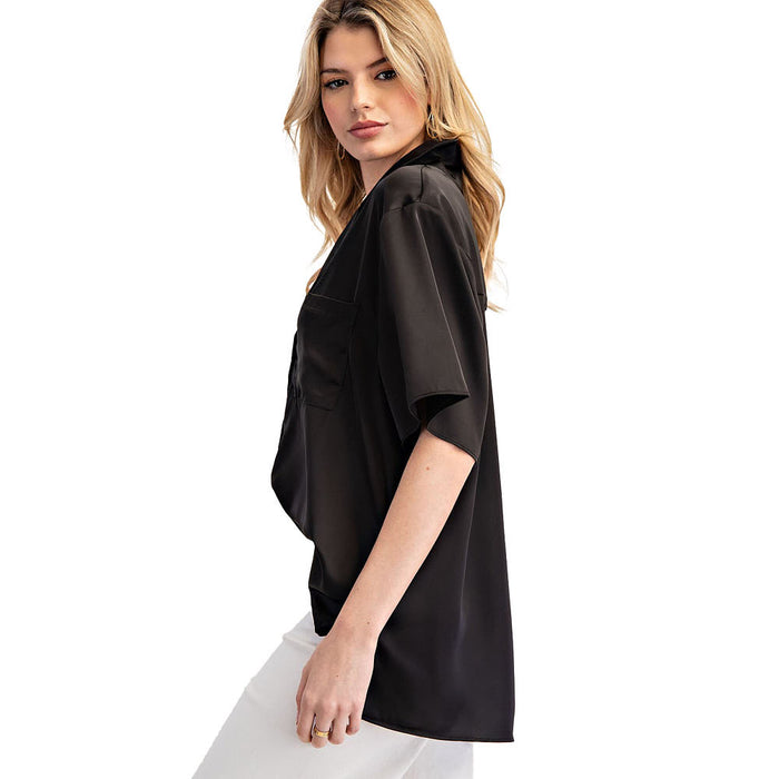 Ee Some Women's Black Satin Top