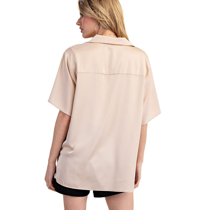 Ee Some Women's Champagne Satin Top
