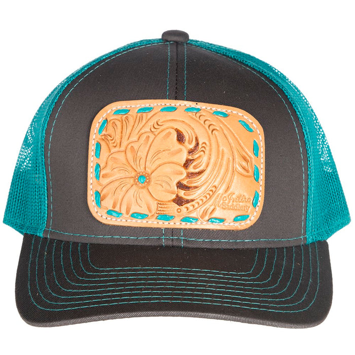 Mcintire Saddlery Women's Teal Cap w/Turquoise Lace Natural Patch