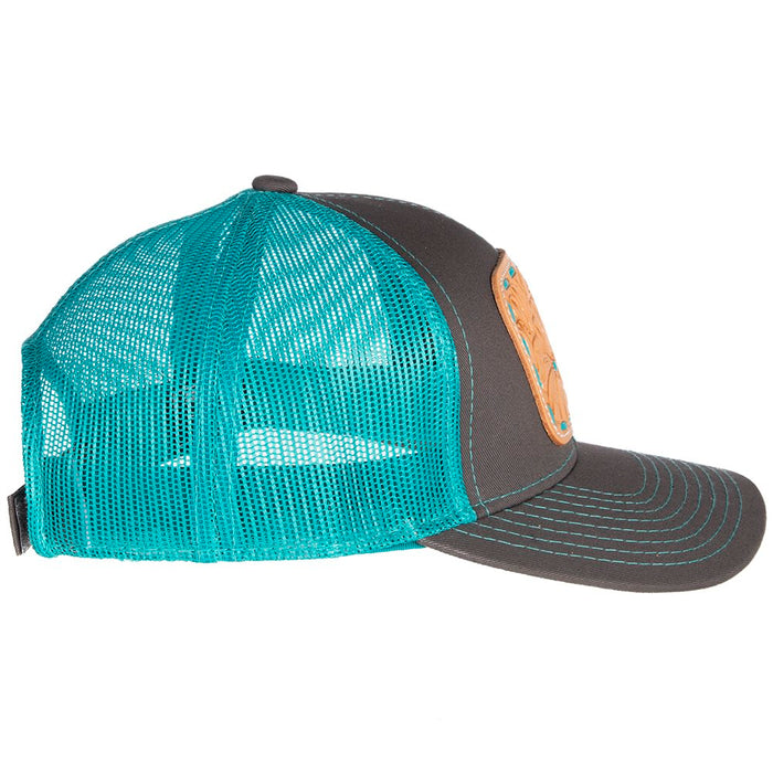Mcintire Saddlery Women's Teal Cap w/Turquoise Lace Natural Patch