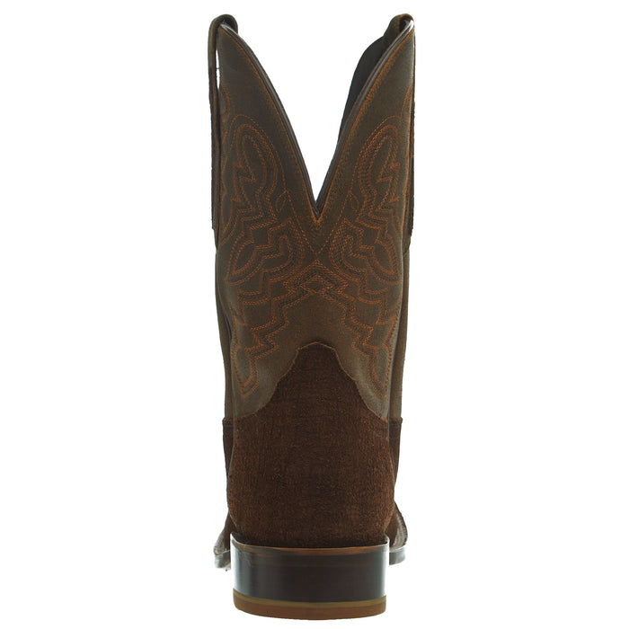 Tony Lama Men`s Tucson Chocolate Hippo Print 11` Brown Top Sq Toe Boot