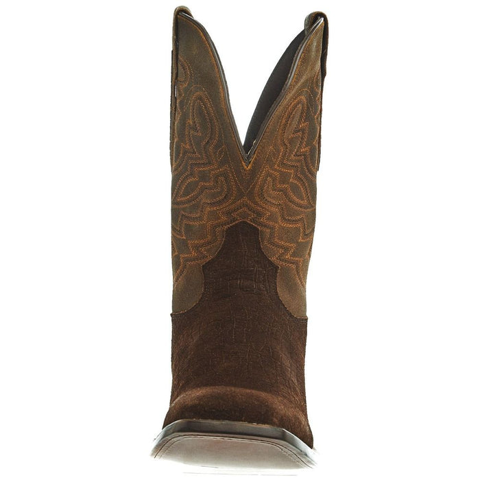 Tony Lama Men`s Tucson Chocolate Hippo Print 11` Brown Top Sq Toe Boot