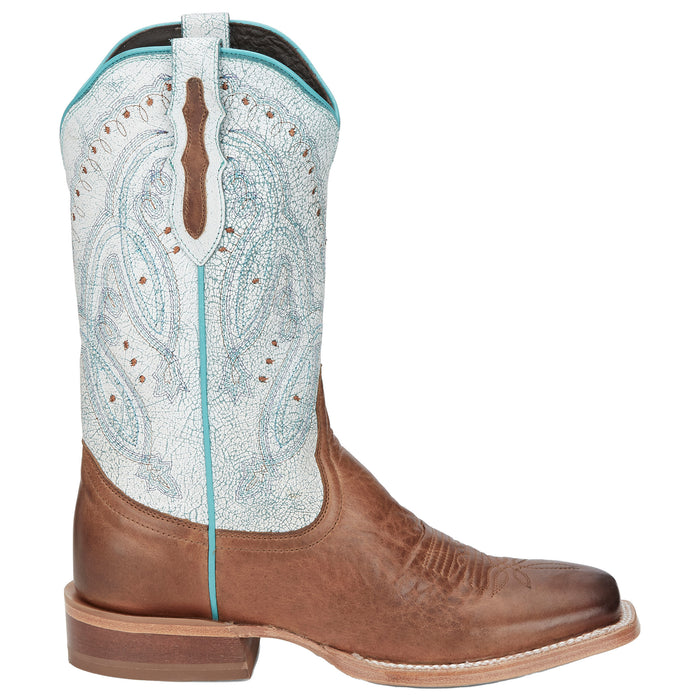 Tony Lama Women's Gabriella Brown Wide Square Toe with 11in. Shaft Boot