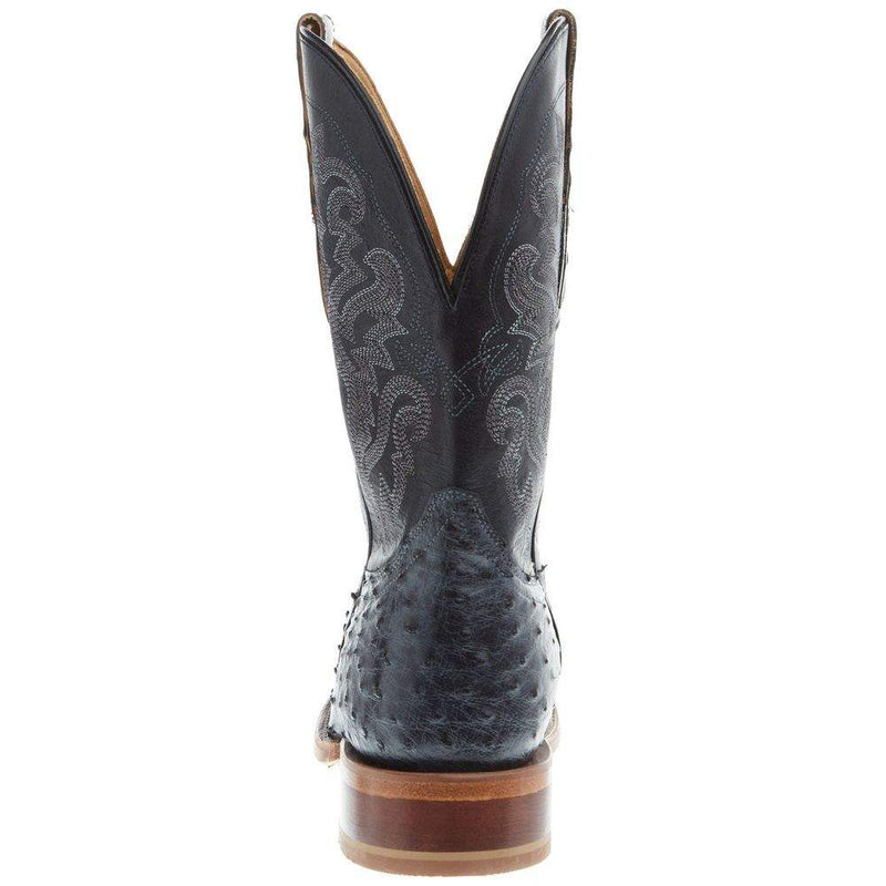 Tony Lama Men's Grey Full Quill Ostrich 11' Black Top Boot