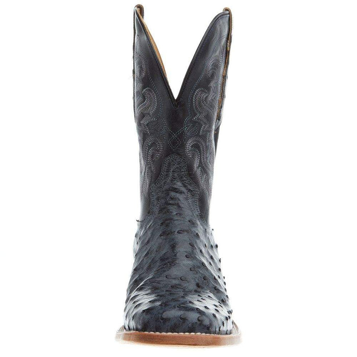 Tony Lama Men's Grey Full Quill Ostrich 11' Black Top Boot
