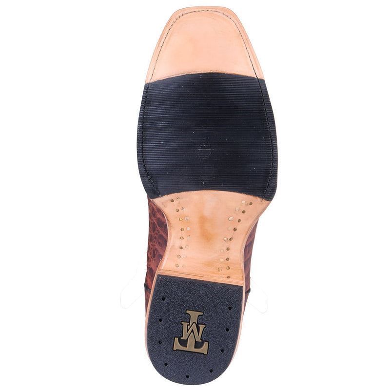 Tanner Mark Boots Men's Black Label Cognac Caiman Belly Print Vamp 12in Volcano Azul Top