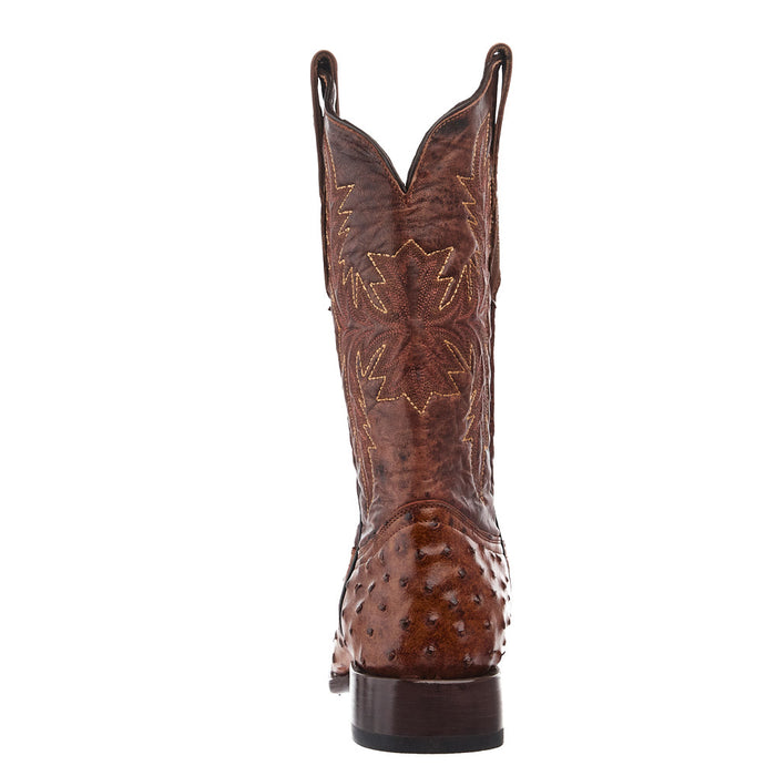 Tanner Mark Boots Rustic Cognac Ostrich Print Vamp 13in Brown Top