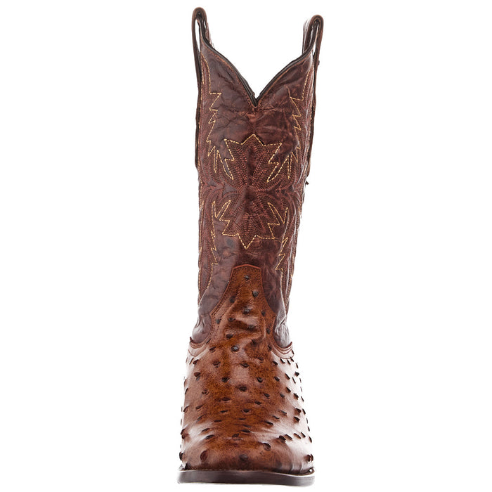 Tanner Mark Boots Rustic Cognac Ostrich Print Vamp 13in Brown Top
