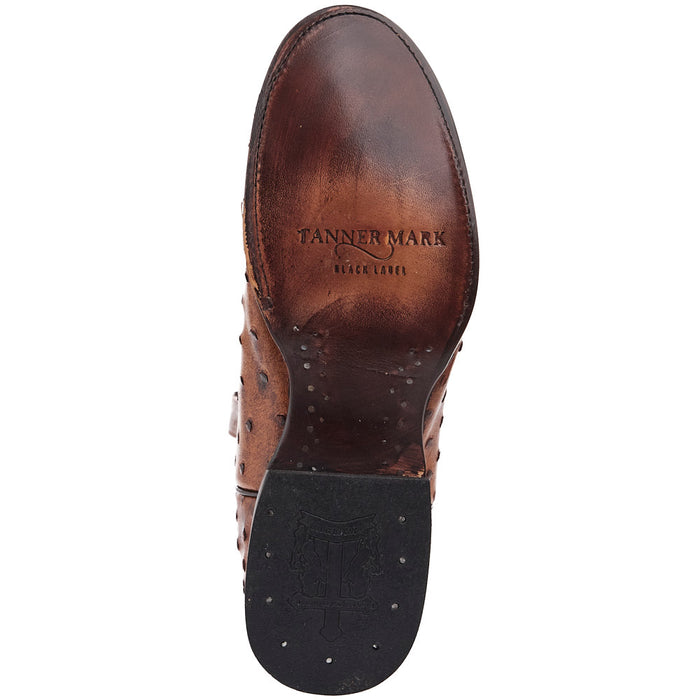 Tanner Mark Boots Rustic Cognac Ostrich Print Vamp 13in Brown Top