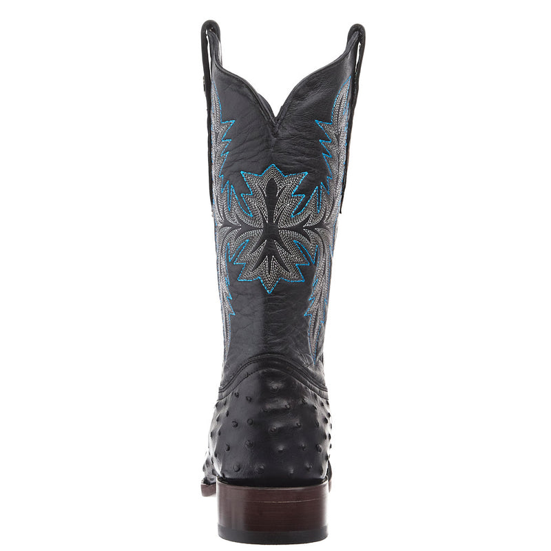 Tanner Mark Boots Men's Matte Black Ostrich Print Vamp 13in Black Top