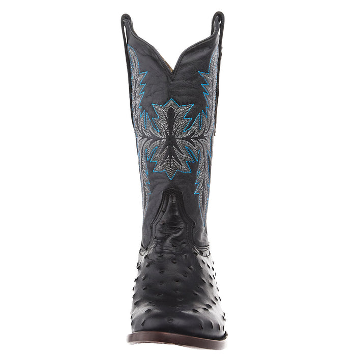 Tanner Mark Boots Men's Matte Black Ostrich Print Vamp 13in Black Top