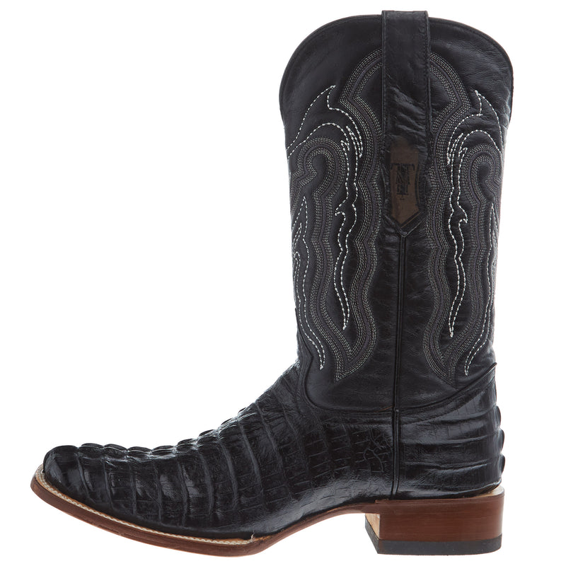 Tanner Mark Boots Men's Black Caiman Tail Print 12in Black Top