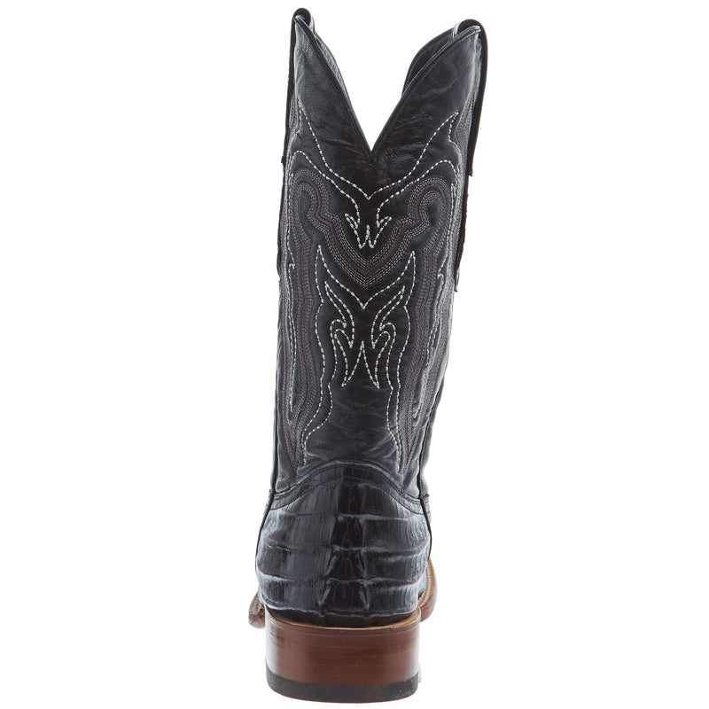 Tanner Mark Boots Men's Black Caiman Tail Print 12in Black Top