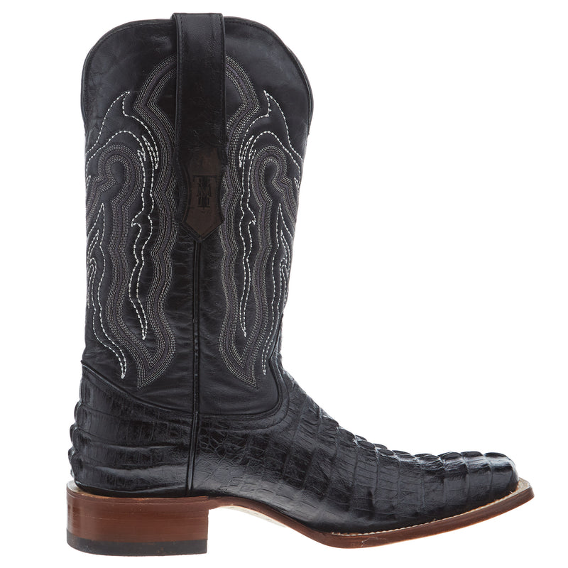 Tanner Mark Boots Men's Black Caiman Tail Print 12in Black Top