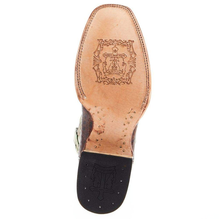Tanner Mark Boots Men's Nicotine Caiman Tail Print 12in Cactus Green Top