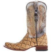 Tanner Mark Boots Mens Honey Monster Fish Print 12in Antique Saddle Top Cowboy Boot