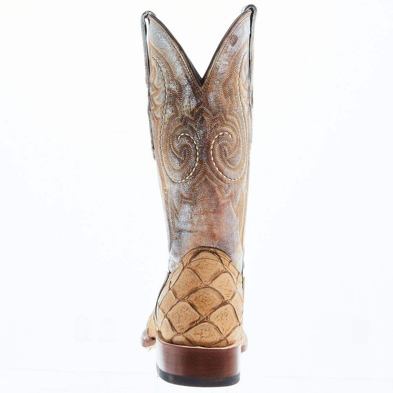 Tanner Mark Boots Mens Honey Monster Fish Print 12in Antique Saddle Top Cowboy Boot
