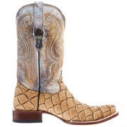 Tanner Mark Boots Mens Honey Monster Fish Print 12in Antique Saddle Top Cowboy Boot