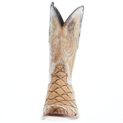 Tanner Mark Boots Mens Honey Monster Fish Print 12in Antique Saddle Top Cowboy Boot