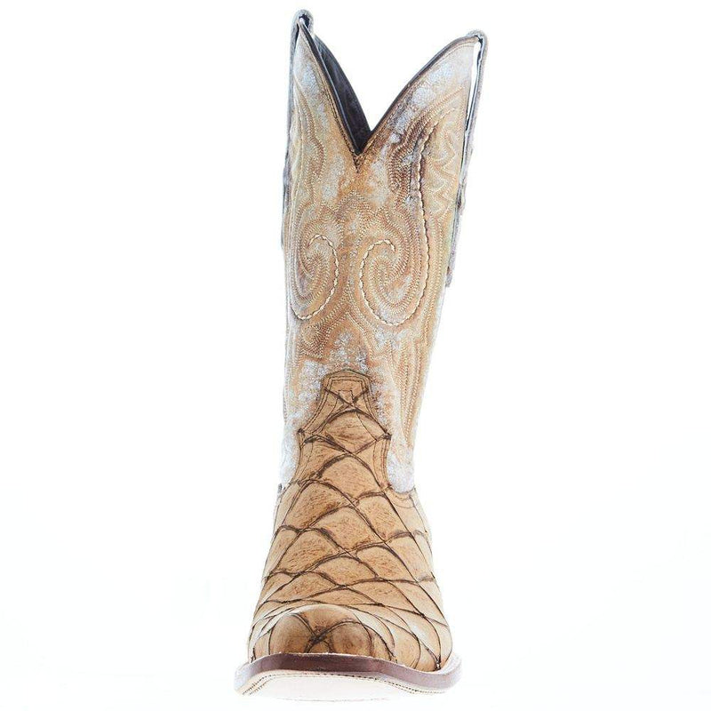 Tanner Mark Boots Mens Honey Monster Fish Print 12in Antique Saddle Top Cowboy Boot