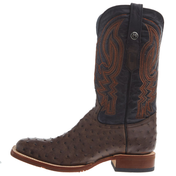 Tanner Mark Boots Men's Nicotine Ostrich Print 12in Black Top