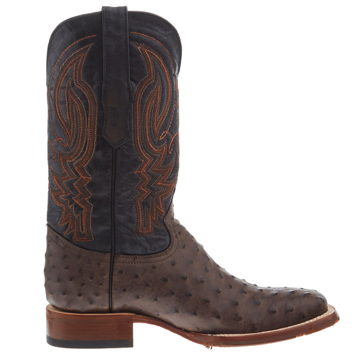 Tanner Mark Boots Men's Nicotine Ostrich Print 12in Black Top