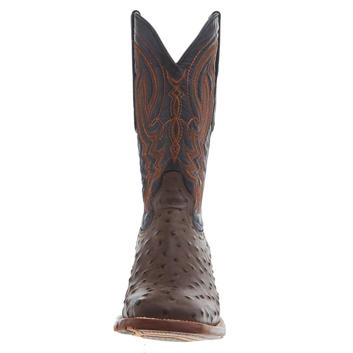 Tanner Mark Boots Men's Nicotine Ostrich Print 12in Black Top
