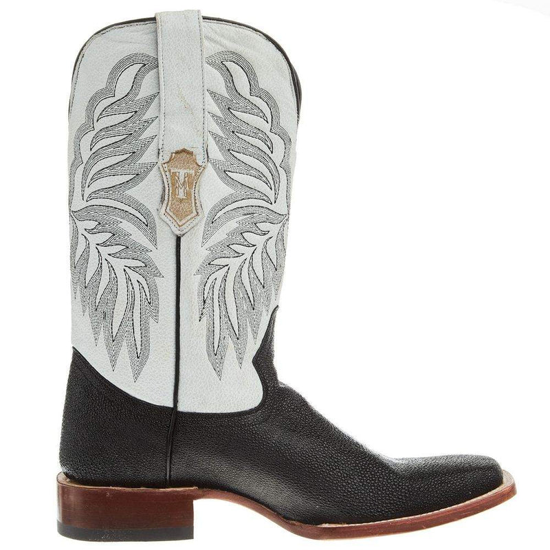 Tanner Mark Boots Mens Black Stingray Print 12in Montana Ice Top