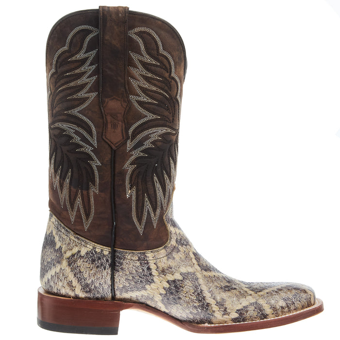 Tanner Mark Boots Men's Diamond Back Rattlesnake Print 13In Toscana Pinion Tobacco Top