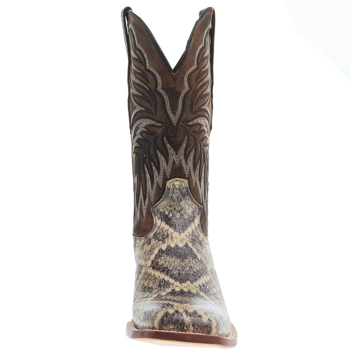 Tanner Mark Boots Men's Diamond Back Rattlesnake Print 13In Toscana Pinion Tobacco Top