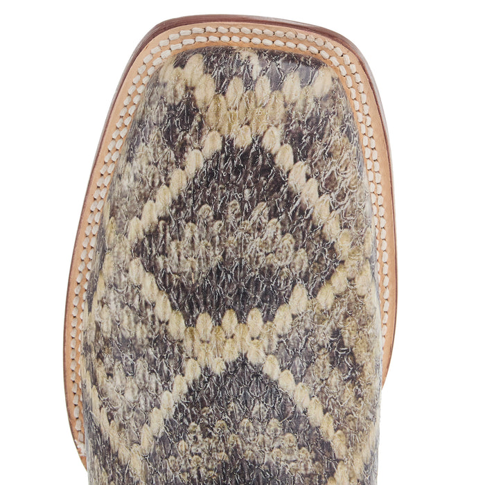 Tanner Mark Boots Men's Diamond Back Rattlesnake Print 13In Toscana Pinion Tobacco Top