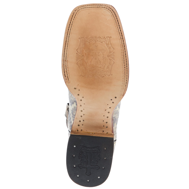 Tanner Mark Boots Men's Diamond Back Rattlesnake Print 13In Toscana Pinion Tobacco Top