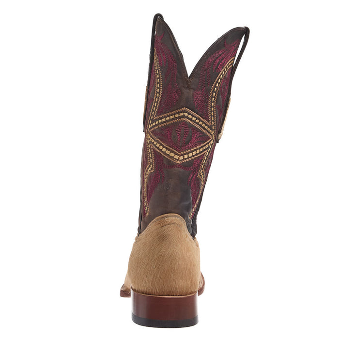 Tanner Mark Boots Men's Champagne Hair on Hide Vamp 12in Brown Mad Dog Top