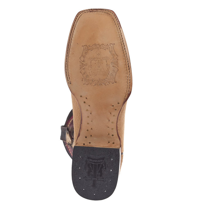 Tanner Mark Boots Men's Champagne Hair on Hide Vamp 12in Brown Mad Dog Top
