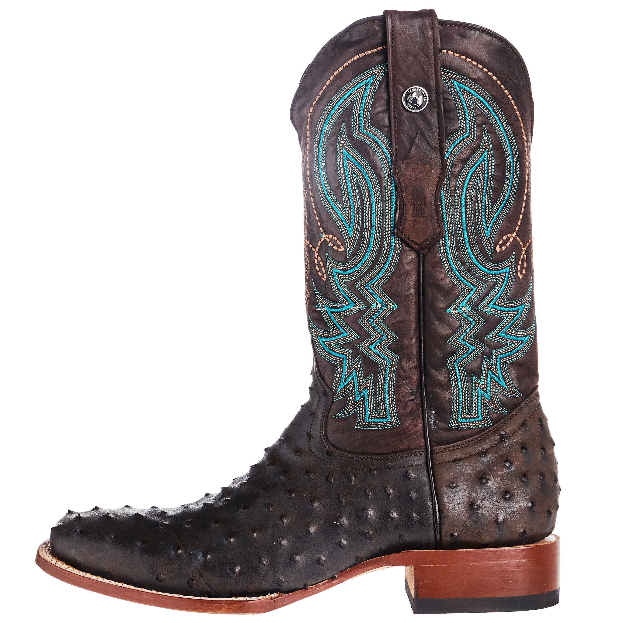 Tanner Mark Boots Men`s Black and Brown Ostrich Print 13In  display picture 2