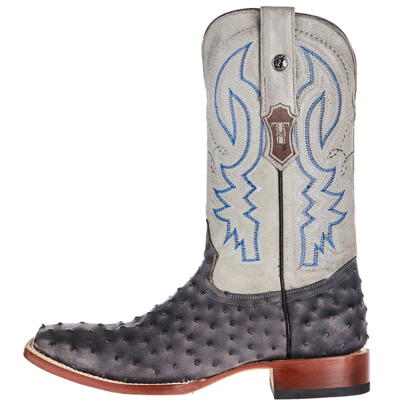 Tanner Mark Boots Men`s Grey Ostrich Print 13in Monaco Grey Top