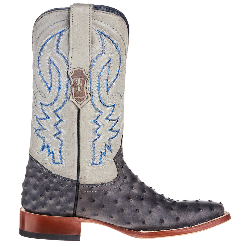 Tanner Mark Boots Men`s Grey Ostrich Print 13in Monaco Grey Top