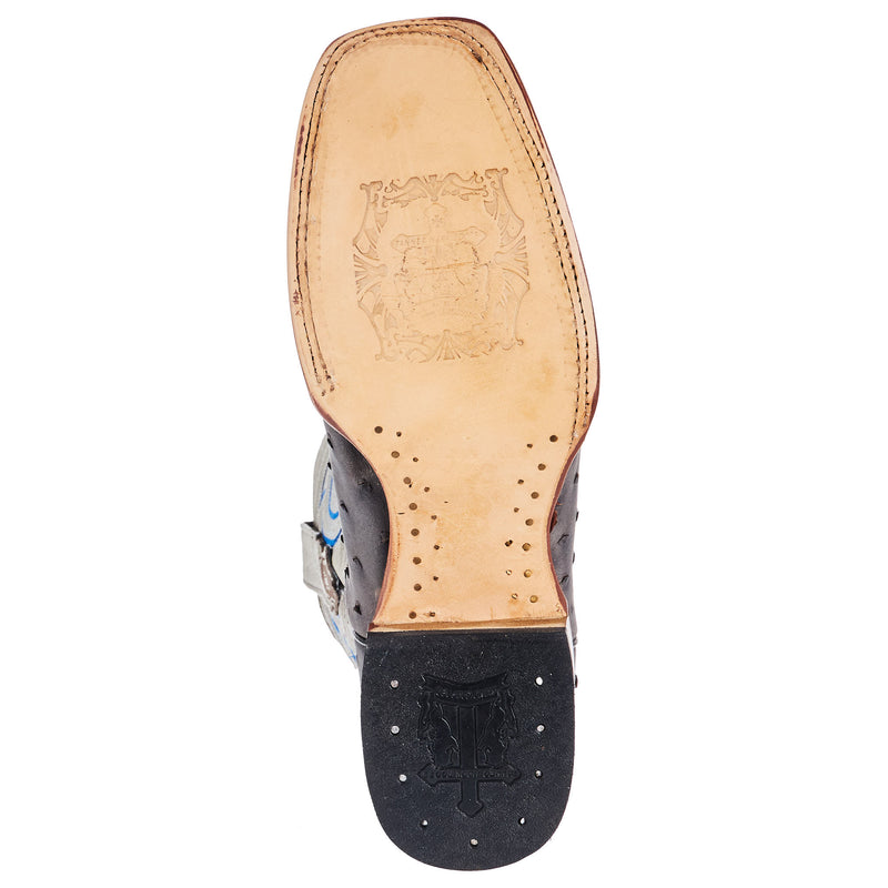 Tanner Mark Boots Men`s Grey Ostrich Print 13in Monaco Grey Top