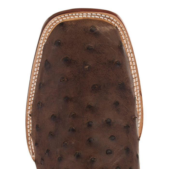 Tanner Mark Boots Men's Mad Dog Nicotine Ostrich Print Vamp 13in Green Top