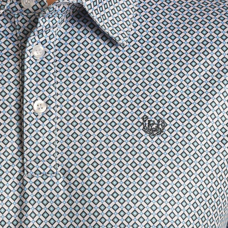 Panhandle Men's Blue Geometric Print Polo