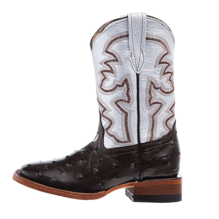 Tanner Mark Boots Brown Ostrich Print Square Toe Boots