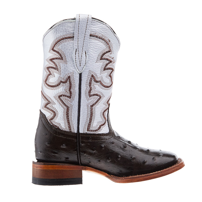 Tanner Mark Boots Brown Ostrich Print Square Toe Boots