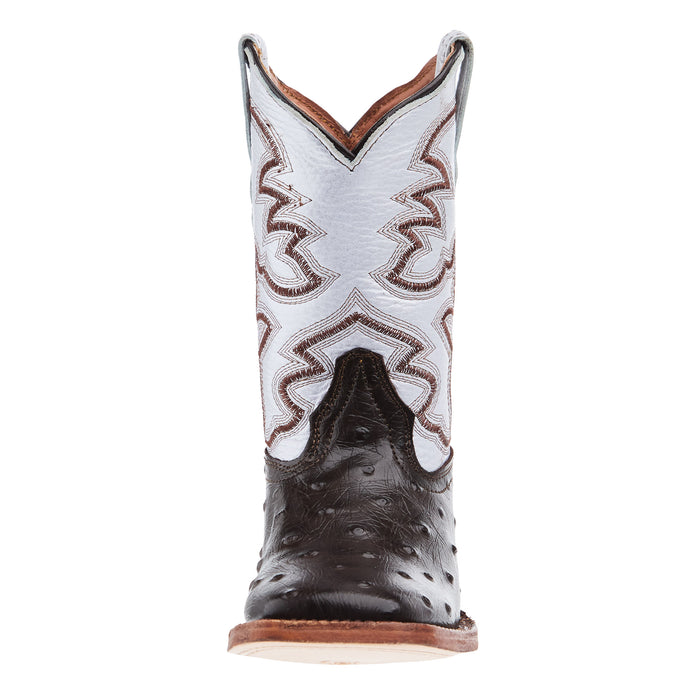 Tanner Mark Boots Brown Ostrich Print Square Toe Boots