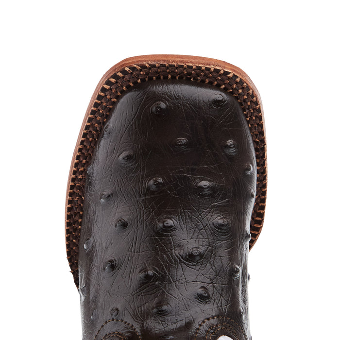 Tanner Mark Boots Brown Ostrich Print Square Toe Boots