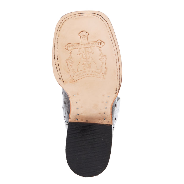 Tanner Mark Boots Brown Ostrich Print Square Toe Boots