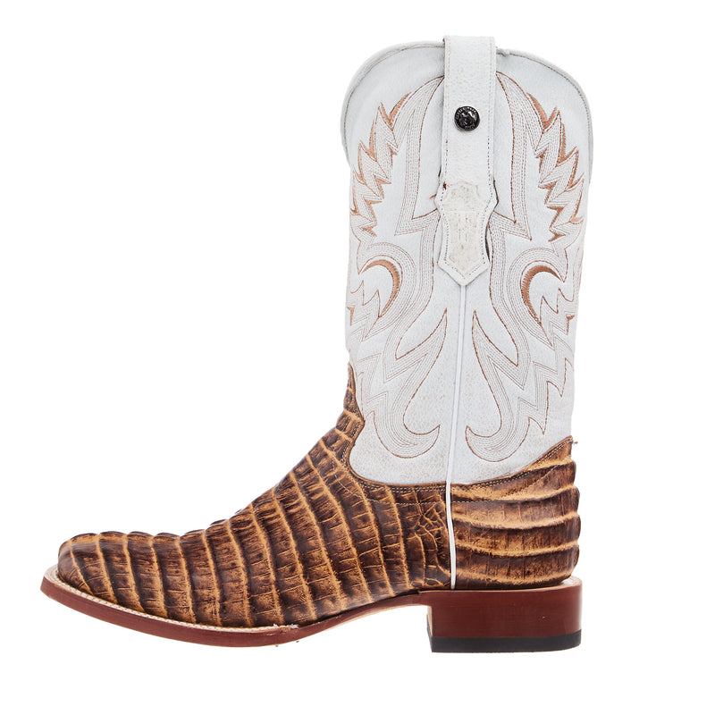 Tanner Mark Boots Men`s Orix Brown Caiman Tail Print 13in Montana Ice Top Boot