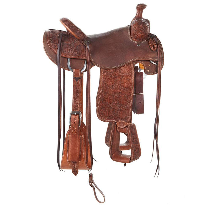 Tomahawk Heavy Oil 5/8 Breed Poinsettia Tooled Cowboy Saddle