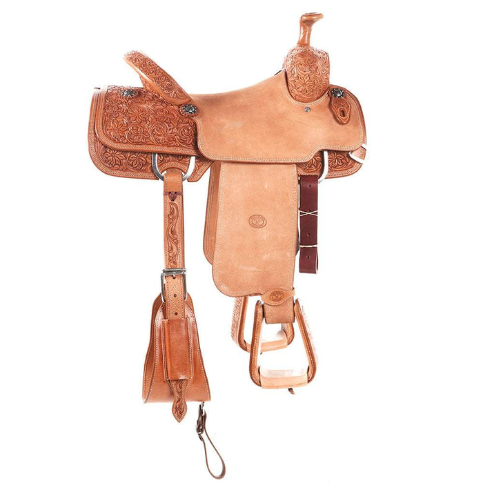 Tomahawk Natural 3/4 Breed Floral Tooled Olin Young